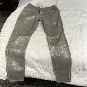 Summum woman luxury casual trousers fine twill snake gray pant. Size 38 - med US